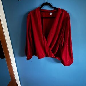 Old Navy Red Wrap Blouse Relaxed Fit
